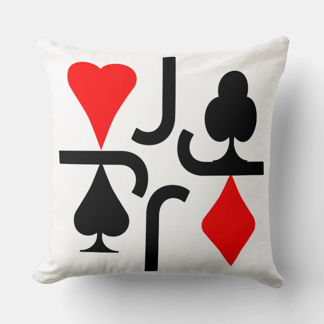 SERIE POKER CARTA J RED & BLACK SIMPLE THROW PILLOW (Front)