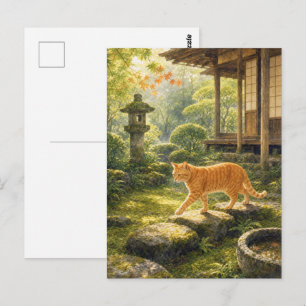 series_3_5｜Kyoto Garden Tabby Cat Japanese Art Postcard