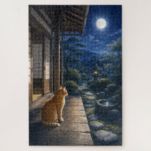 series_3_9|Moonlight Veranda Tabby Cat Art Jigsaw Puzzle
