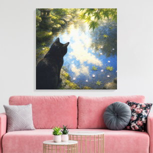 series_4_10｜Garden Puddle Reflection Cat Square Canvas Print