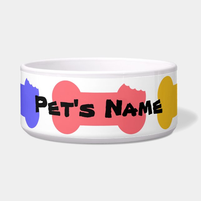 Series Chewed Bones Personalized Dog Bowl 3 (Front)
