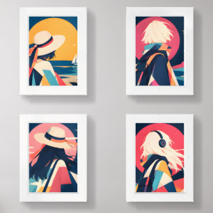 series of anime inspired wall art sets