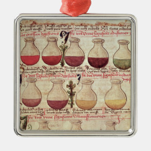 Series of flagons for urine analysis metal ornament