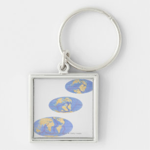 Series of Illustrations of Earth Keychain