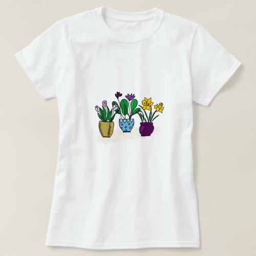 Series of Sweet Flower Pots T_Shirt