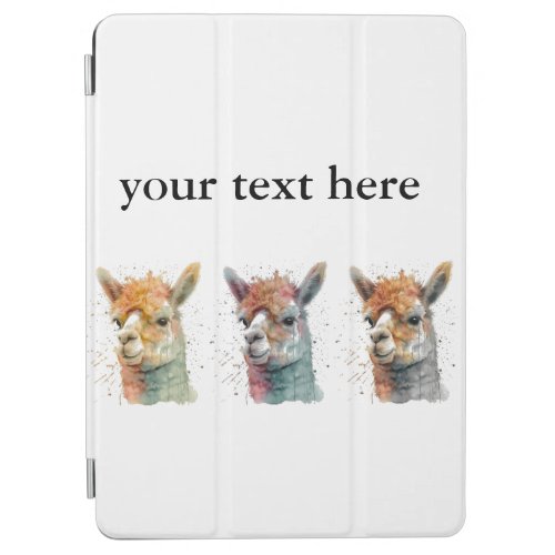 series of three alpacas in water color iPad air cover