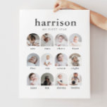 Serif Arches 1st Year Photo Collage Poster<br><div class="desc">Celebrate your baby's Birthday with this photo poster,  where you can display 12 months of your favourite photos in arch shapes,  with the month number underneath each one in a serif style font. It can be a lovely keepsake to look back on,  to see their first year of life!</div>
