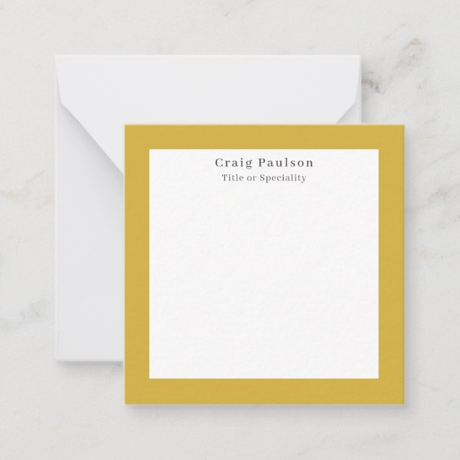 Serif Font Simple Professional Plain Gold White Note Card (Front)