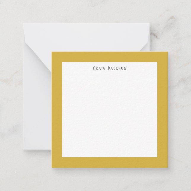 Serif Font Simple Professional Plain Gold White Note Card (Front)