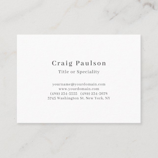 Serif Font Simple Professional Plain Matte Paper Business Card (Front)