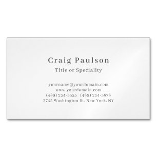 Serif Font Simple Professional Plain Minimalist Business Card Magnet