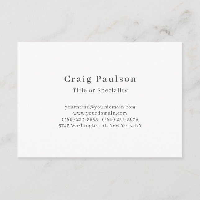 Serif Font Simple Professional Plain Minimalist Enclosure Card (Front)