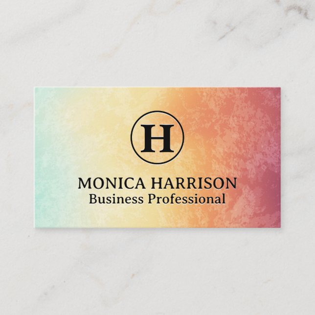 Serif Monogram | Colorful Abstract Texture Business Card (Front)