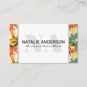Serif Monogram Geometric Palm Trees Business Card