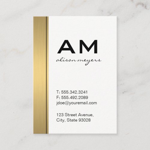 Serif Monogram Gold Metallic Trim Business Card