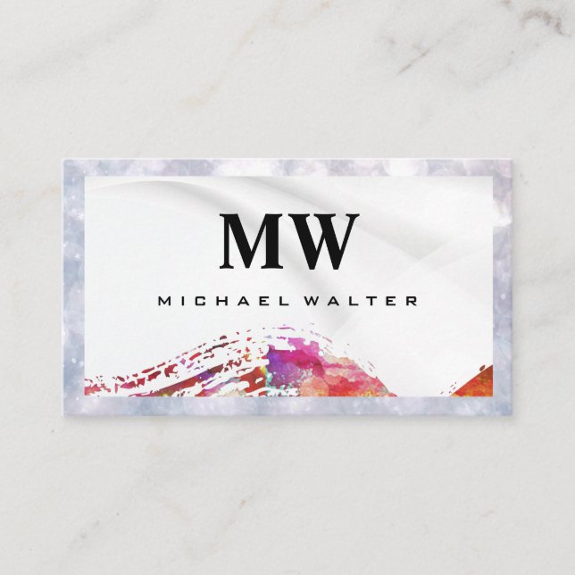 Serif Monogram | Watercolor Brushed Business Card (Front)