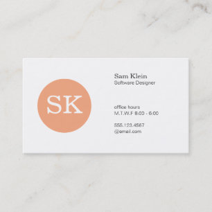Serif Type Monogram Apricot Circle Business Card