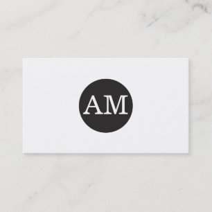 Serif Type Monogram Black Circle Business Card