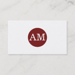 Serif Type Monogram Crimson Red Circle Business Card