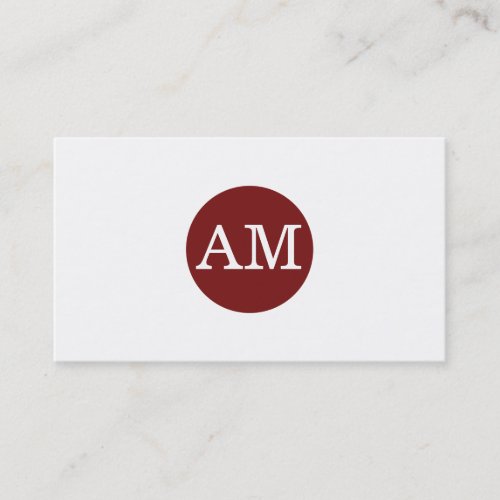 Serif Type Monogram Crimson Red Circle Business Card