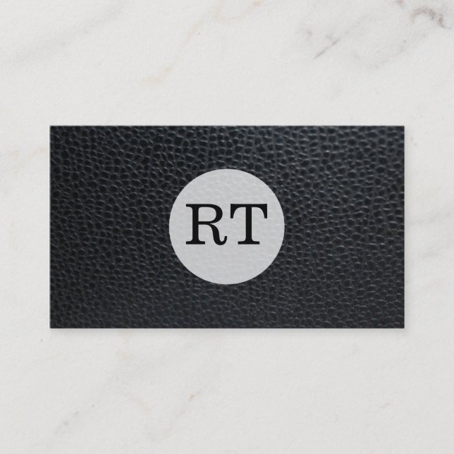 Serif Type Monogram / Leather Business Card (Front)