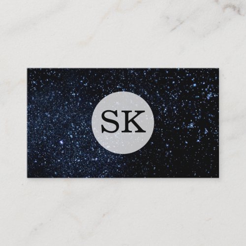 Serif Type Monogram  Night Sky Business Card