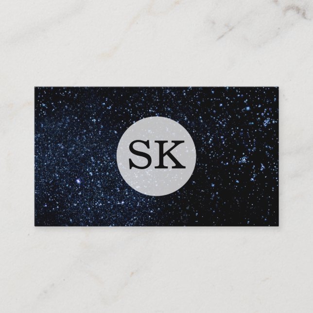 Serif Type Monogram / Night Sky Business Card (Front)