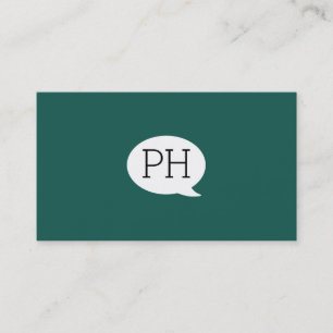 Serif Type Monogram Talk Bubble Bottle Green Business Card