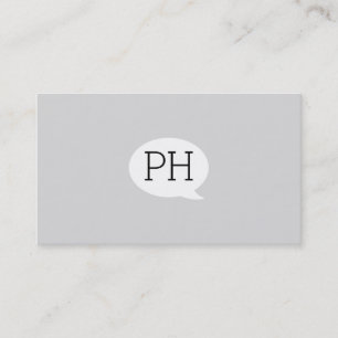 Serif Type Monogram Talk Bubble Cloud Grey Business Card