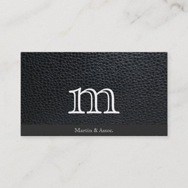 Serif Type Monogram variation / Leather Business Card (Front)