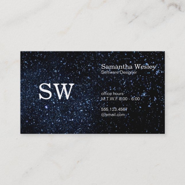 Serif Type Monogram Variation / Night Sky Business Card (Front)