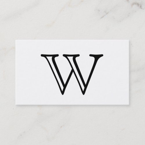 Serif Type White Monogram Business Card