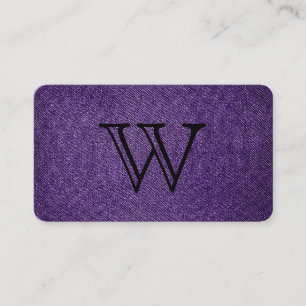 Serif Type White Monogram Purple Fabric Texture Business Card