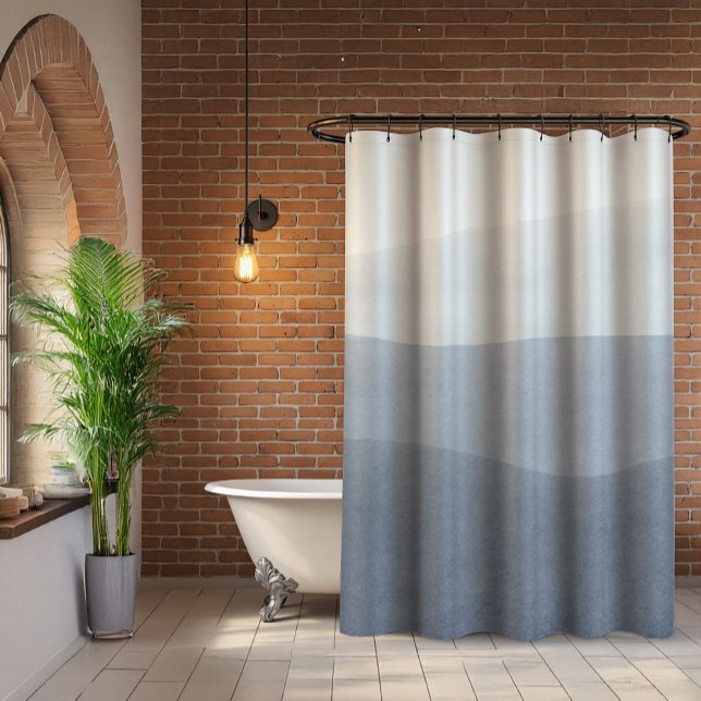Serine Blue-Gray Abstract Landscape Shower Curtain (Creator Uploaded)
