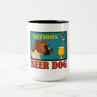 Serious Beer Retro Boxer Dog Craft Beer Lover Two-Tone Coffee Mug