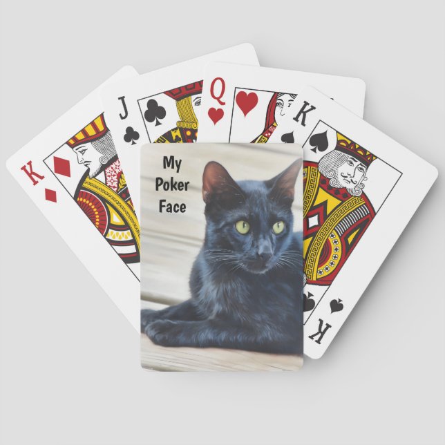 Serious Black Cat Face Poker Face Playing Cards (Back)