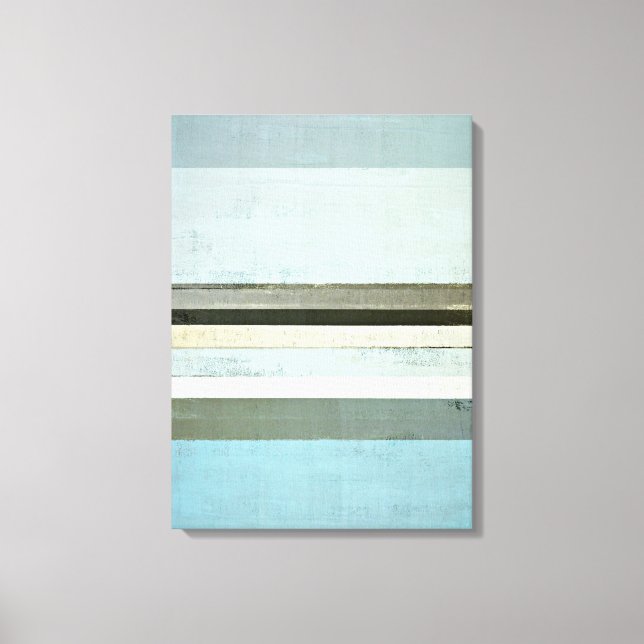 'Serious' Blue and Grey Abstract Art Canvas Print (Front)