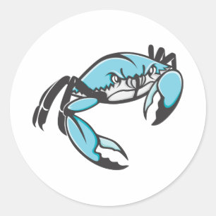 Serious Blue Crab in Black and White Classic Round Sticker