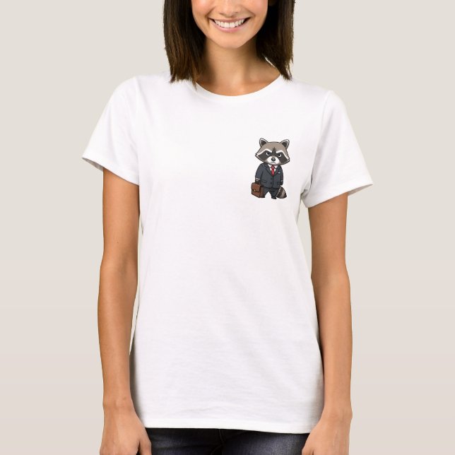 Serious Business Raccoon Wearing Suit and Red Tie T-Shirt (Front)