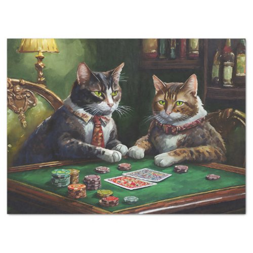 Serious Business Retro Cats playing Poker Tissue Paper