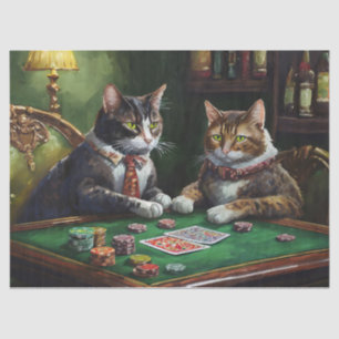 Serious Business, Retro Cats playing Poker Tissue Paper
