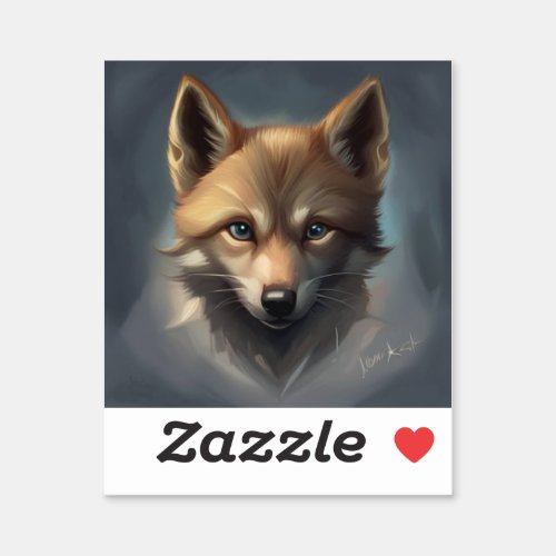 Serious but cute wolf cub face sticker