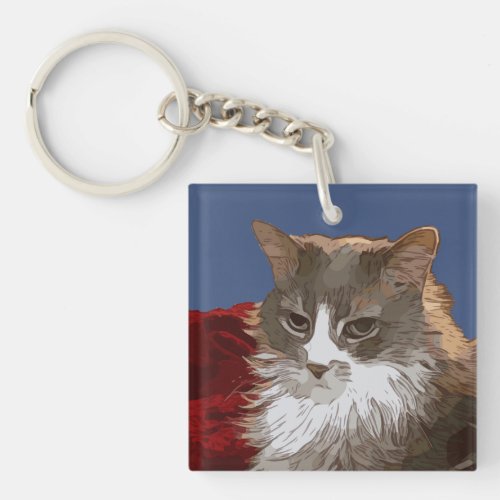 SERIOUS CAT KEYCHAIN