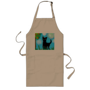 Serious cat long apron