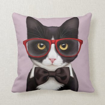 Serious Cat Throw Pillow by MarylineCazenave at Zazzle