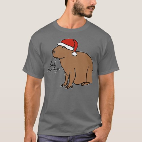 Serious Christmas Capybara Says Bah Humbug T_Shirt