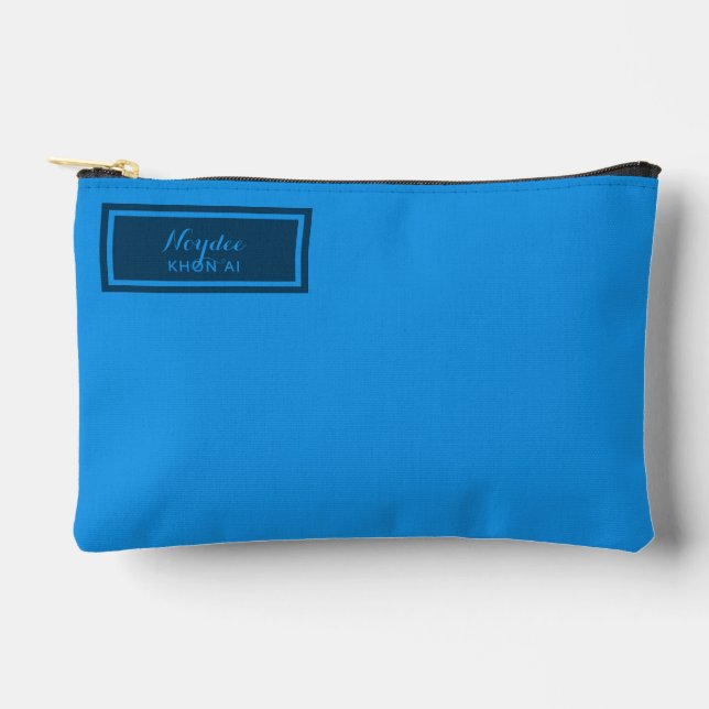 Serious Classic Minimal Simple Blue Accessory Pouch (Front)