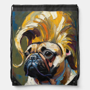 Serious Dog Oil Painting (#7) Drawstring Bag