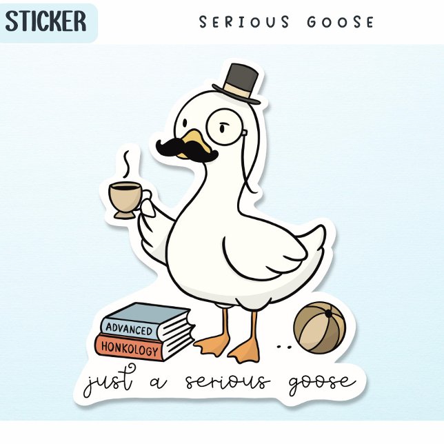 Serious Goose, Funny Academic Silly Goose Sticker (Creator Uploaded)