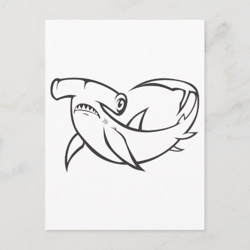 Serious Hammerhead Shark in Black and White Postcard